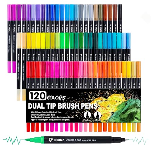 Mitoymia 120 Brush Pens, Felt Tips Pens for Artists Painting, Dual Tip Colouring Pens for Beginners & Adults Colouring Books, Drawing, Calligraphy, Sketching