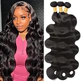 Oxcart 12A Human Hair Bundles 18 20 22 Inch Body Wave Bundles Human Hair Brazilian Hair 3 Bundles Human Hair for Women Human Hair Weave Extensions Natural Color