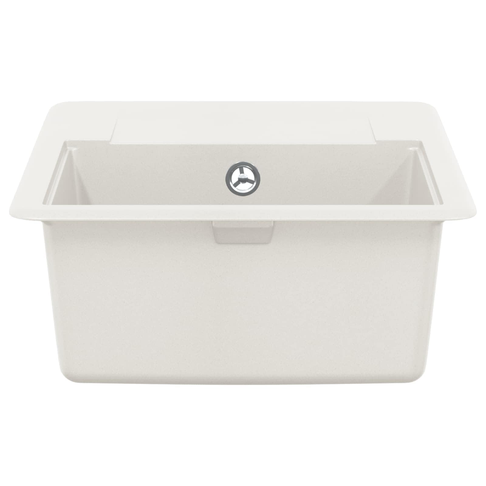 Fregadero de cocina de granito, 560 x 460 mm, color blanco | 80% cuarzo y 20% resina, rectangular, resistente a los arañazos, resistente al calor, fácil montaje