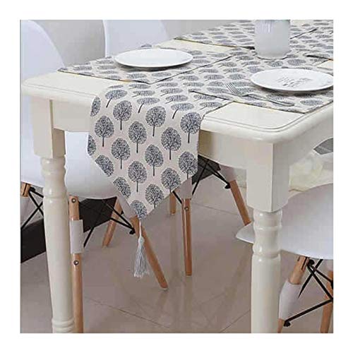 Chemin de table gris et beige en coton pour vos repas de famille de 240 cm