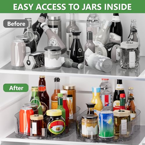 Holinwa Lazy Susan Organizer for Refrigerator, 13.5'' x 8.5'' Clear Rectangular Turntable - image 5