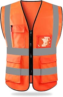 HYCOPROT Sicherheitswesten Warnweste Hohe Sichtbarkeit Reflektierendes Weste Executive Manager Jacke Zip 2 Band Brace