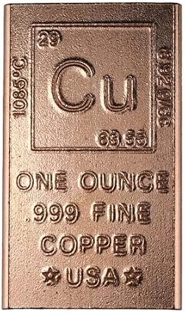 Unique Metals 1 oz Copper bar - 999 Pure Chemistry Element Design with Certificate of Authenticity by