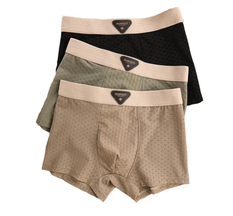 Koalee Men's Boxer Shorts, Set of 3, Cool Touch, Absorbent, Quick Drying, Mesh Underwear, For Summer, Boxer Briefs, Underwear, Underwear, Smooth, Thin, Large Size, Set of 3: 8, XL