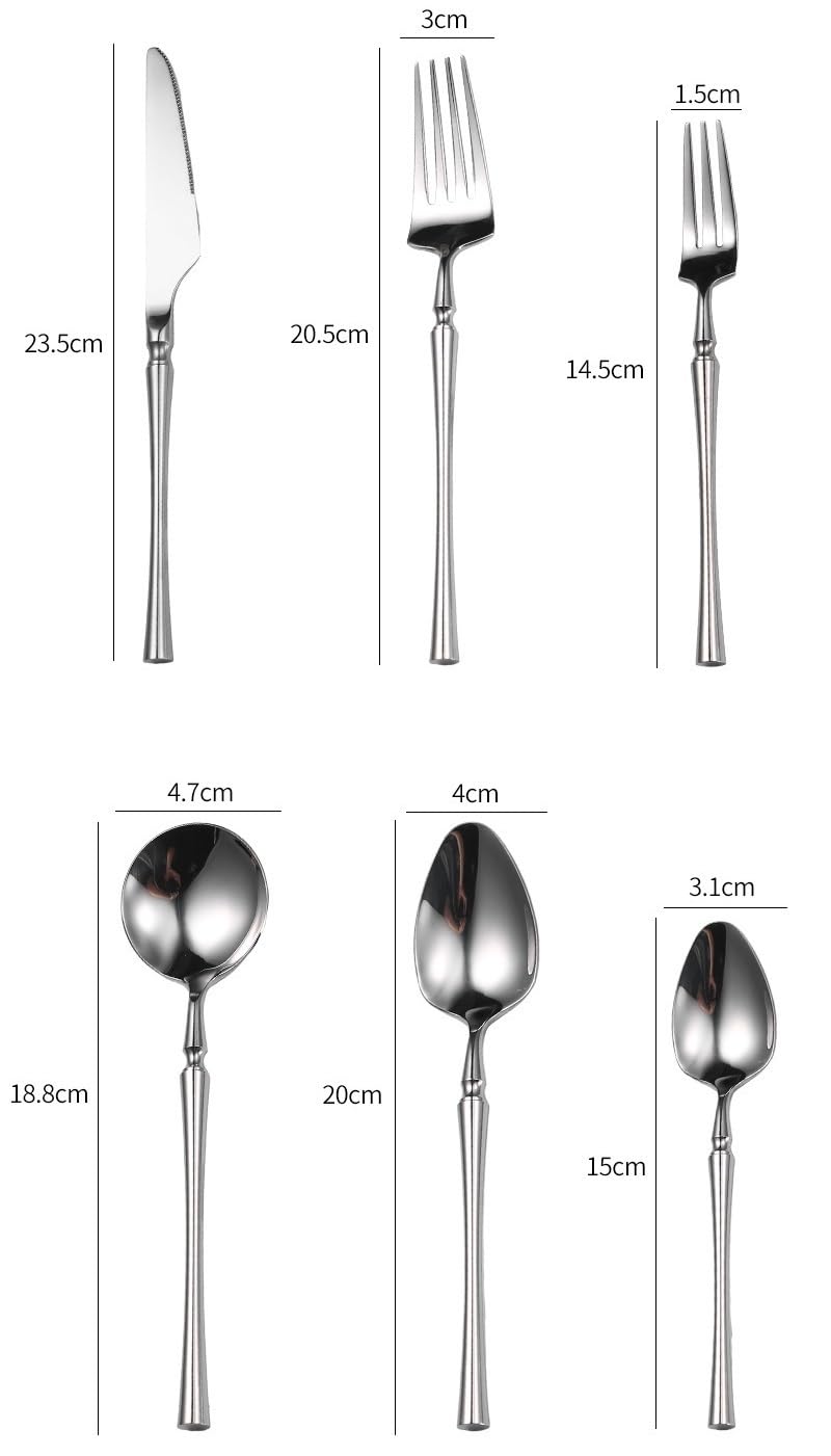 ONUIFIKE Silverware Set, 304 Stainless Steel Knife And Fork Spoon Home Hotel Thickened Steak Knife And Fork Dessert Spoon, Home Cutlery Flatware Set(4Set)