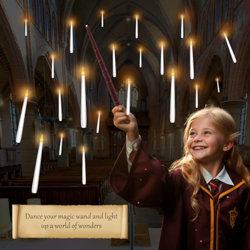 Image of Enido 24 Pc Flickering Flameless Taper with Magic Wand Remote for Parties Christmas Decoration, Home Decor Battery Operated Candles LED Candles with 3D Flame Windle Candles