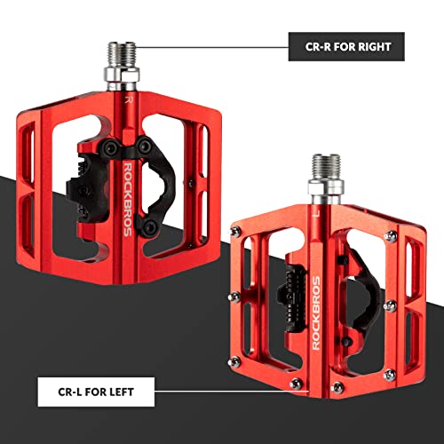 ROCKBROS Bicycle Pedals Aluminum Non-Slip SPD Pedals/Platform Pedals 9/16 inch for MTB Road Bike Black/Red/Blue/TI - Image 3
