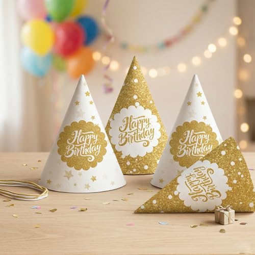 Image of Party Propz Happy Birthday Caps -10 Pcs, Birthday Cap for Decoration, Happy Birthday Caps for Kids, Birthday Hat for Kids Pack of 10, Birthday Decoration Items for Boys & Girls (Cardstock)