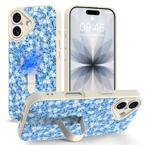 Coque iPhone 17 fleur bleue idéale pour visionner vos vidéos de partout