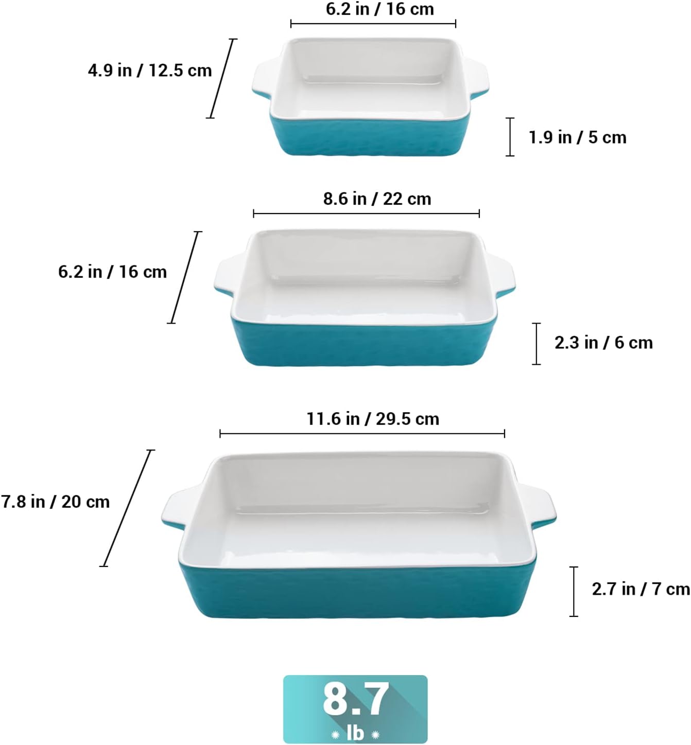 Baking Dishes, Casserole Dishes for Oven Lasagna Pan Deep Baking Pan - 1PCS of 9x13 and 3 PCS Baking Dishes