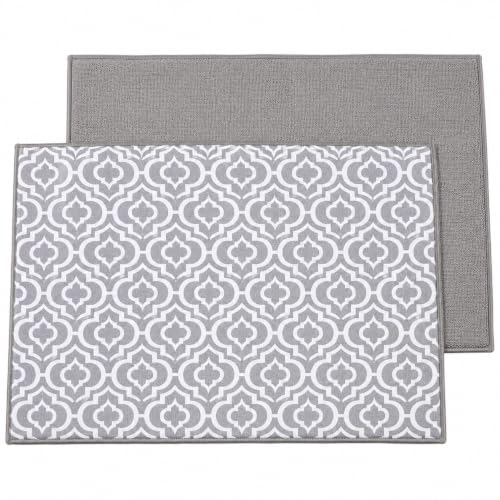 Image of Cutting EDGE Microfiber Dish Drying Mat - Water Absorbent & Reversible for Kitchen Utensils, Counter Top, Sink (Pack of 2, Grey Color, Combo)