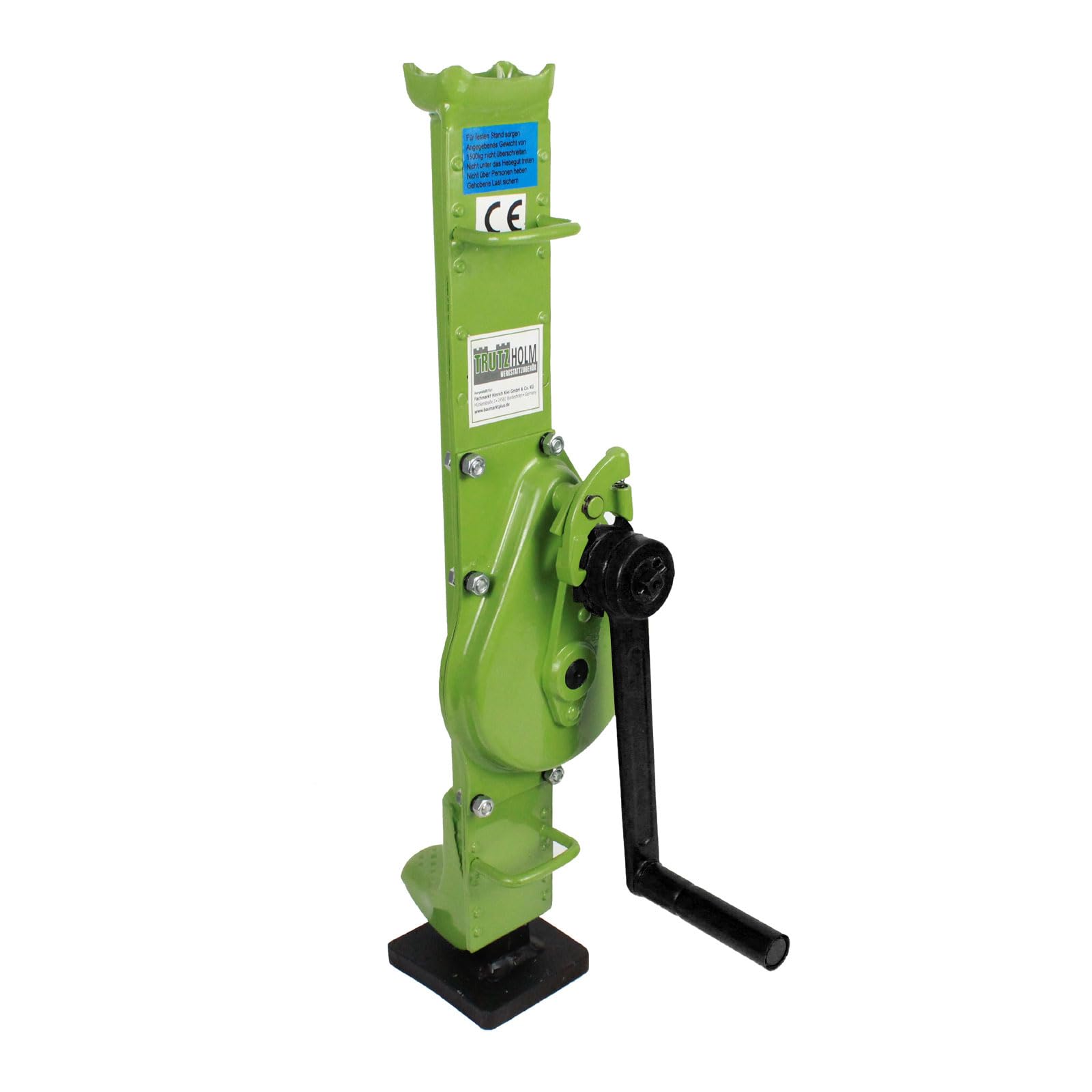 TRUTZHOLM Stockwinde Zahnstangenwinde, Tragfähigkeit 1500 kg, Höhe 60–90 cm, automatische Bremse, große Grundplatte