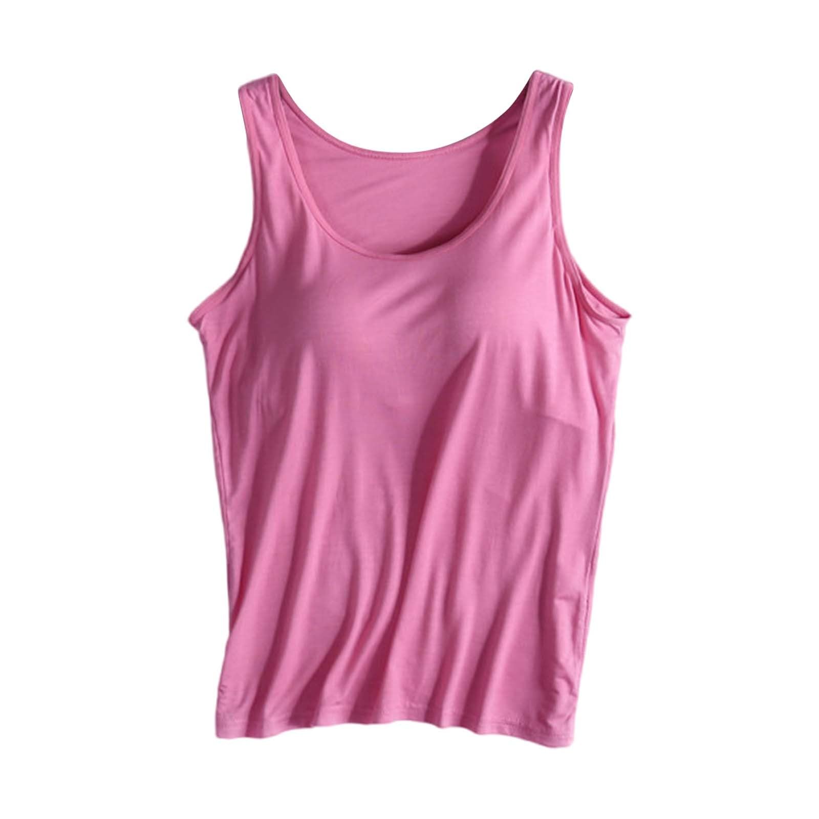 AMDOLEVest Top With Built In Bra Uk,2024 Summer Camisole With Built In Bra,Adjustable Spaghetti Straps Soft Stretch Cami Top With Built In Padded Bra Tops Women