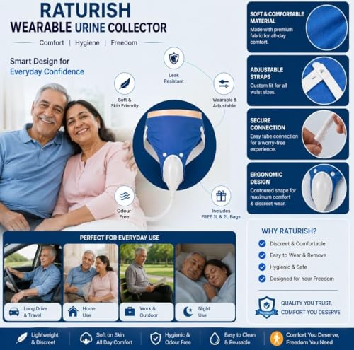 Image of Wearable Urine Collector for Women | Soft Silicone Reusable Leakproof Urine Collection Bag | Adjustable & Comfortable Fit | Portable Washable Female Urine Collector | Odour - Free 1L & 2L Bags | White /Grey /Blue | for Women