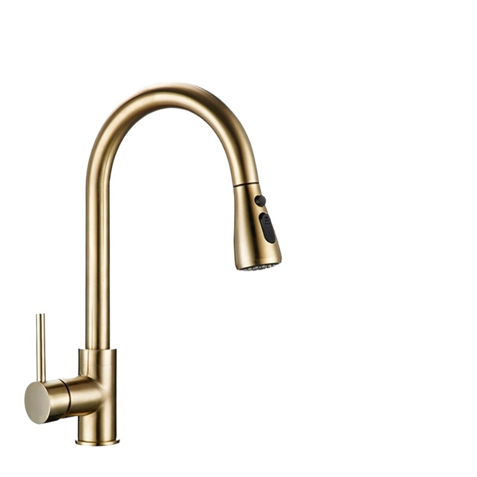 Dsfihjo Color2 Taps With Pull Out Sprayer Pull Out Kitchen Faucet Silver Single Handle Nickel Tap Hole Swivel Sprayer Water Mixer(Color2)