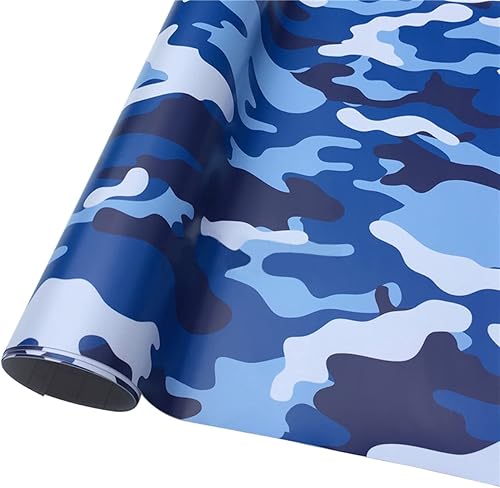 Miniatura 2 de Rollo de vinilo de camuflaje para coche, papel de contacto para vehículo, motocicleta, bicicleta, camión, camuflaje azul, 19.7 in x 59.8 in