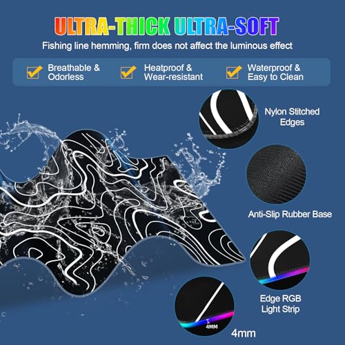 Image of Mouse Pad with Foldable Phone Holder & Wireless Charger, XL RGB Gaming Mousepad 31.5 inchx11.8 inch Large Desk Mat for Keyboard, Home Desk Pad with Dual Qi Charging Station | 11 Colors & 5 Modes | Waterproof