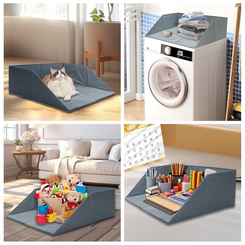 Wibeelee Laundry Guards for Front-Load Washers & Dryers, Secure Guardrails Prevent Clothes Falling Behind, Universal Fit Anti-Slip Organizer with Easy Installation (Gray) (2pcs)