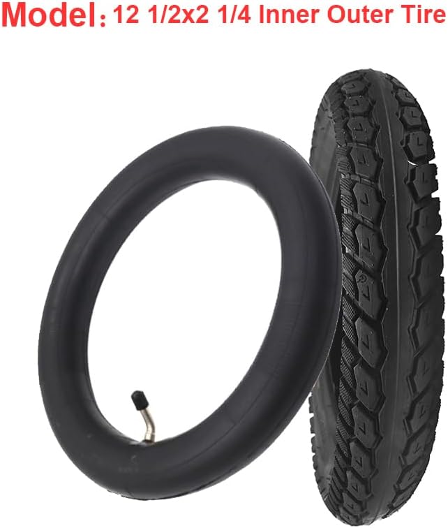 12 1/2x2 1/4 Replacement Tire and Inner Tube Set, Black, Compatible with Strollers and Small Bikes