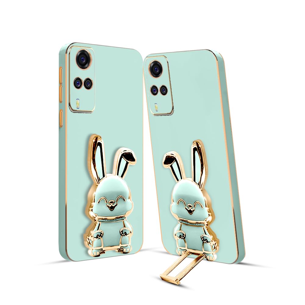 KARWAN®️ 3D Bunny with Folding Stand Back Cover Case Compatible for Vivo Y31 | Slim electroplated case | Stand case | Soft TPU | Space Astro Theme | Camera Protection-Mint (B0CR18J87S) Amazon Price History, Amazon Price Tracker