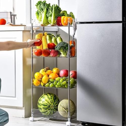 Carrinho Organizador Acrílico Transparente 4 Prateleiras 89cm - Vencedor