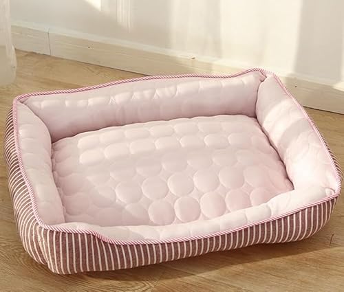 KryZaro 夏用ペットベッド Lサイズ ブルー 72×54×18cm アイスシルク生地 吸熱涼感 洗える 暑さ対策 熱中症予防 スクエア型 ペットソファー クッション 小中大型犬用 猫兼用 クールごろ寝マット 柔らかい ペット用品