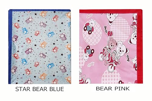 Image of EcoSoft Plastic Sheet,PVC Sheet for Kids,Rubber Sheet for Babies,Bed Wetting Protector(90 x 135 cm) (Pink Bear & Blue Star Bear)