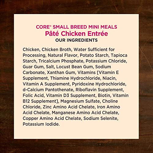 Wellness Core Natural Grain Free Small Breed Mini Meals Wet Dog Food, Pate Chicken Entrée, 3-Ounce Pouch (Pack Of 12) #TOP6