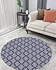 Blue Abstract Fluffy Round Area Rug Carpets 4ft, Plush Shaggy Carpet Soft Circular Rugs, Non-Slip Fuzzy Accent Floor Mat for Living Room Bedroom Nursery Home Decor Modern Geometric Contemporary Art #1