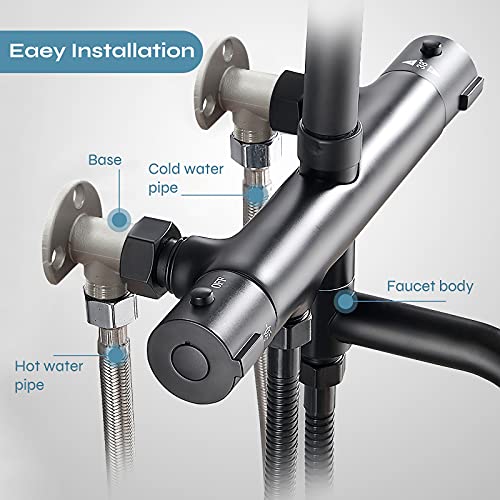 Kit de Recambio para Grifo de Ducha de Acero Inoxidable gotonovo, Roscas Macho NPT 1/2 x Roscas Macho G 3/4, Acabado Níquel Cepillado, para Conectar la mayoría de Grifos Comerciales de Pared miniatura 4