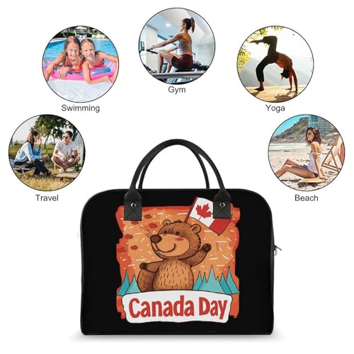 Groundhog and Canada Day Travel Duffel Bag Weekender Overnight Shoulder Bags Luggage Carrying Tote for Men Women4