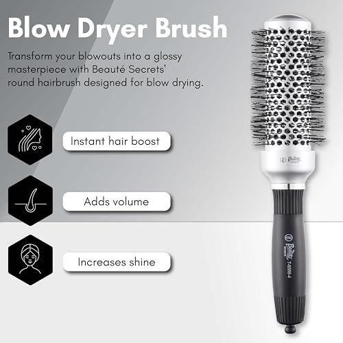 Image of Beaute Secrets Professional Round Brush for Blow Drying Ceramic Ion Thermal Barrel Brush for Precise Styling and Maximum Volume - Lightweight Round Hair Brush for Manageable Hair (32 MM)