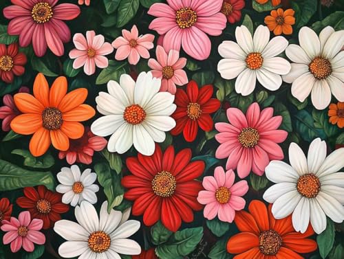 Pintura por numeros adultos 50x60 cm kit diy margarita flor