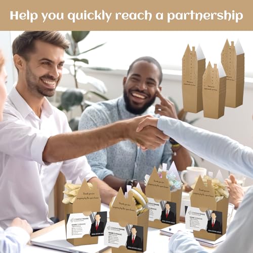 Image of Hoolerry 100 Set Open House Gift Real Estate Agent Supplies Popcorn Box with Card Holder Open House Supplies Business Gift Card Thank You for Popping by Candy Box for Estate Agent Favors(Kraft)