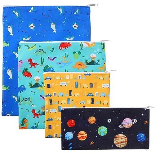 Paterr 4 Pcs Sandwich Bag Reusable Zipper Snack Bags Washable