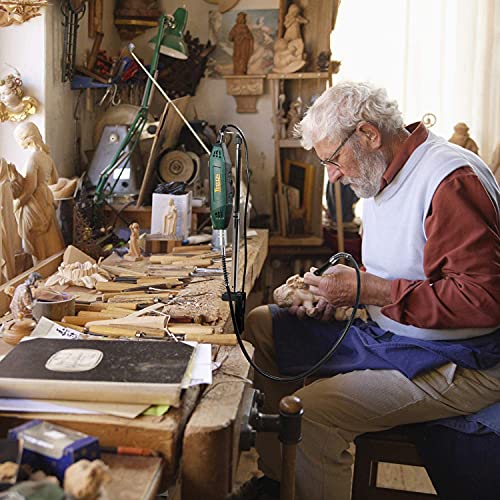 Teccpo Rotary Tool Kit 1.8 Amp, 10000-40000Rpm Power Wood Carving Tools With Universal Keyless Chuck And Flex Shaft, 6 Variable Speed- 6 Attachments & 196 Accessories Perfect For Crafting And Diy #TOP3