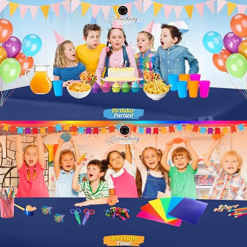 Image of Grandipity 24 Pack Premium Disposable Plastic Tablecloth 54 Inch. x 108 Inch. Decorative Rectangle Table Cover - Navy Blue