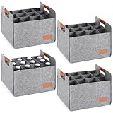 Windyun 12 Bottle Wine Carrier Tote with Reinforced Cardboard Set 14.57 x 12.6 x 10.63 Inch Reusable Felt Wine Tote Bag with Handles Collapsible Ratafia Packing Boxes for Moving(Gray,8 Pcs)
