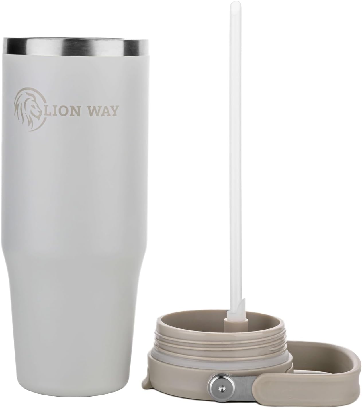 LION WAY FlexiVibe 32 oz Insulated Tumbler - Sandy Veil ⏐ Stainless Steel, Handle & Straw, Leak-Proof, Hot & Cold, Cup-Holder Compatible, BPA-Free - Image 3
