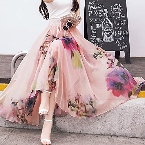 Robe de Plage Jupe De Mousseline De Mousseline De Femme, Élégante Jupe Florale De Vacances À La Plage, Jupe Longue De La Femme De Streetwear pour Femmes Bohême