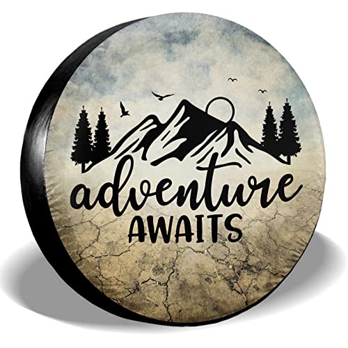 Lobani Adventure Awaits Camper Spare Tire Cover Protectors Weatherproof Universal Wheel Tire Covers For Rv Suv Rv Trailer Truck Camper Travel Trailer (15" For Tire Diameter 27.5"-29.5"/70-75Cm) #TOP29