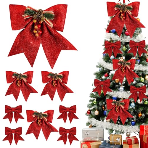 Yizemay 8 Stück Rote Schleifen Weihnachtsbaum, Weihnachtsbaum...