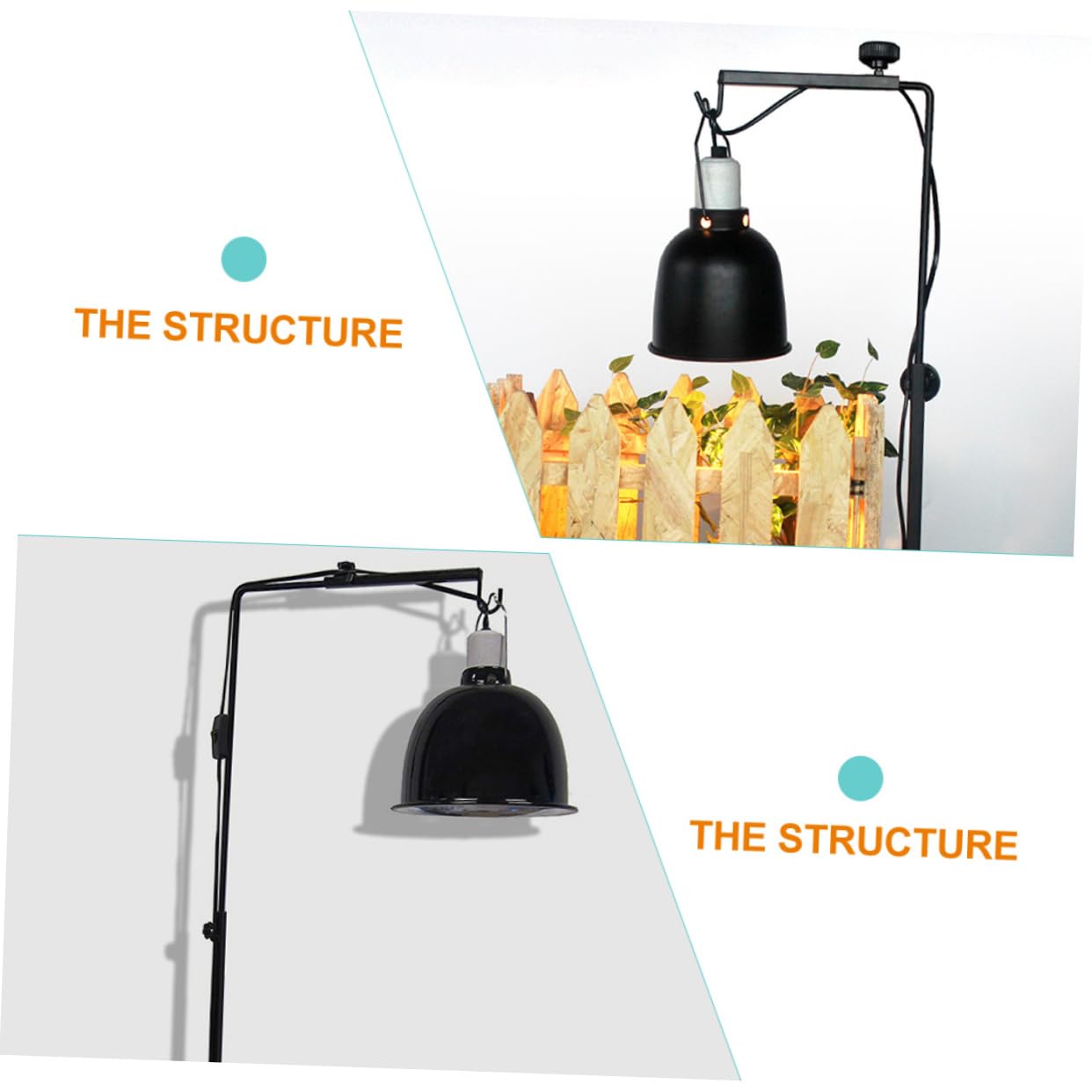 WOONEKY Supporto per Lampada per Rettili Regolabile Lampada Riscaldante per Animali Design Elegante