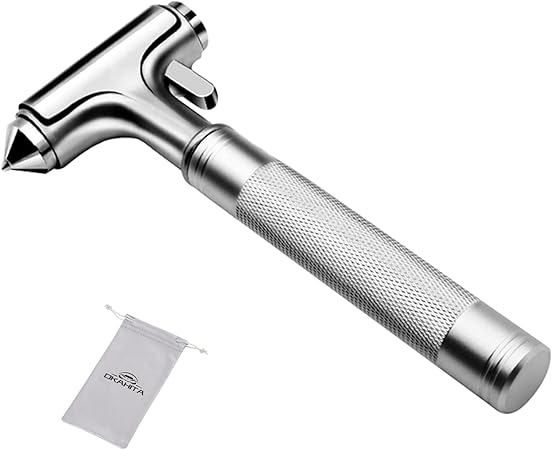 Amazon Okahita 車の緊急脱出ツール車の窓割り ミニ車の安全ハンマー 自動車用多機能シルバーステンレス鋼材料 車脱出用ハンマー 緊急脱出安全ハンマー多機能破窓器車 窓ガラス 割る安全ベルトを切断する 車用家庭用救援防災サバイバル用品緊急脱出ツー 緊急対応