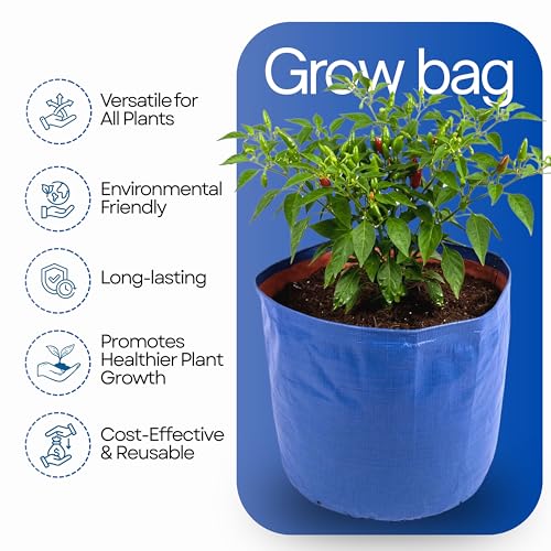Image of Bio Blooms Round HDPE Plant Grow Bag for Terrace & Kitchen Gardening | Pack of 1 | 9x12 | 350 GSM Heavy Duty Outdoor Grow Bag | Durable Planter for Vegetables, Flowers & Plants | Blue