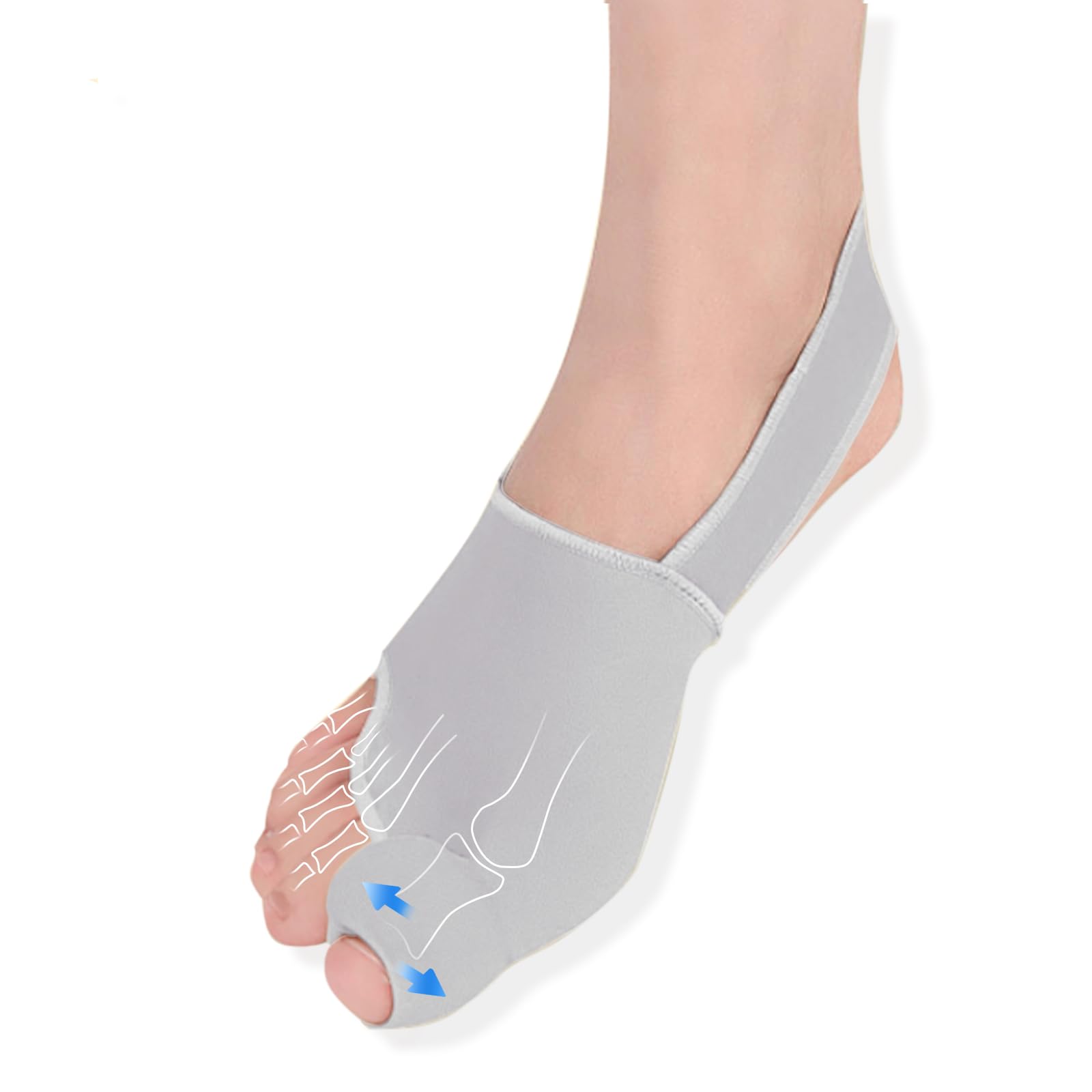 Bunion Corrector for Women Big Toe, Bunion Corrector for Men, Bunion Relief, Bunion Pads, Big Toe Splint, Bunion Fix Preventer Device for Day/Night (2 Count) Grey XL