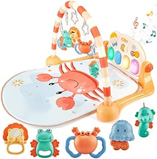 Baby Toys 0-6 Months Baby Play Mat with Piano Rattles for Baby Infant Gym Play Mat for Floor, Baby Toys 0-3-6 to 12 Months Newborn Baby Boy Girl Gifts Tummy Time Mat Toys Kick and Play Piano Gym