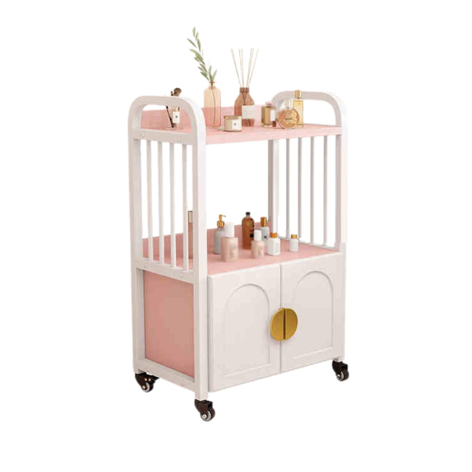 Barbershop Beauty Trolleys Racks with Workbenches Tool Cabinets with Wheels,with Storage Cabinets Layered Storage,Convenient Baffles Convenient Universal Pulleys,Suitable for Salon Spa Tattoos(Color2)