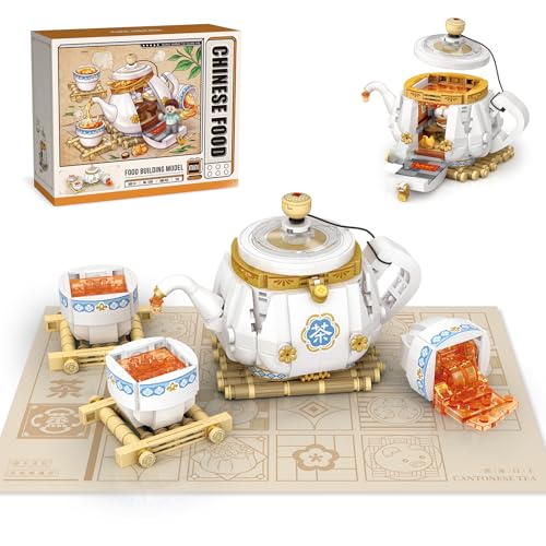 ENJBRICK Mini Building Blocks Teapot Kit for Adutls,Cute City Tea Shop Building Set for Girls 8-12 Years 690 pcs