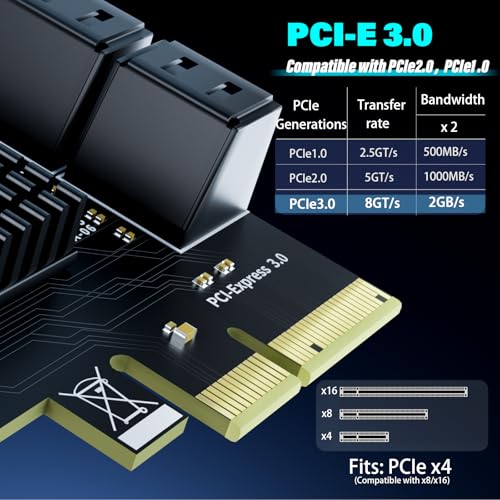 Image of 6-Port SATA Expansion Card (PCIe 3.0 x4 to 6Gbps SATA Card), Compatible with Windows /Mac /Linux /NAS (6 Port-PCIE X4)